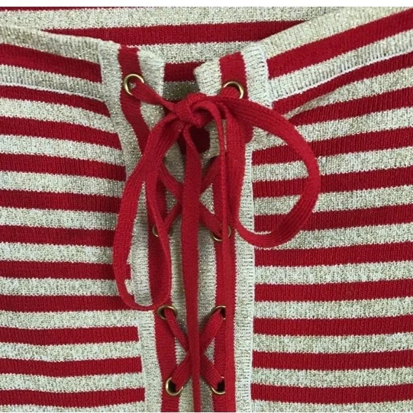 Boston Proper Red & Gold Glitter Blouse - Picture 3 of 4